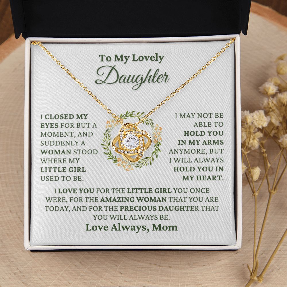 Gift for Daughter "Hold You In My Heart" Love Mom Necklace