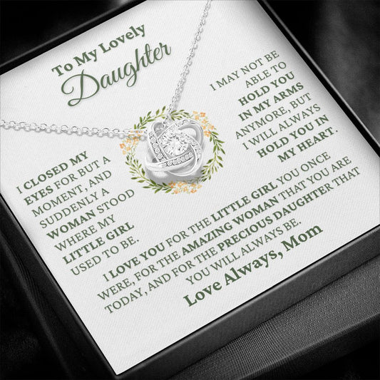 Gift for Daughter "Hold You In My Heart" Love Mom Necklace