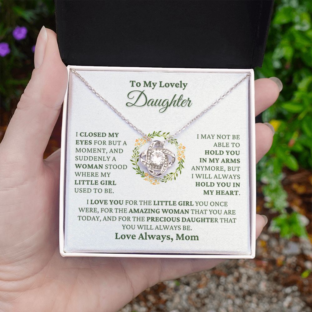Gift for Daughter "Hold You In My Heart" Love Mom Necklace